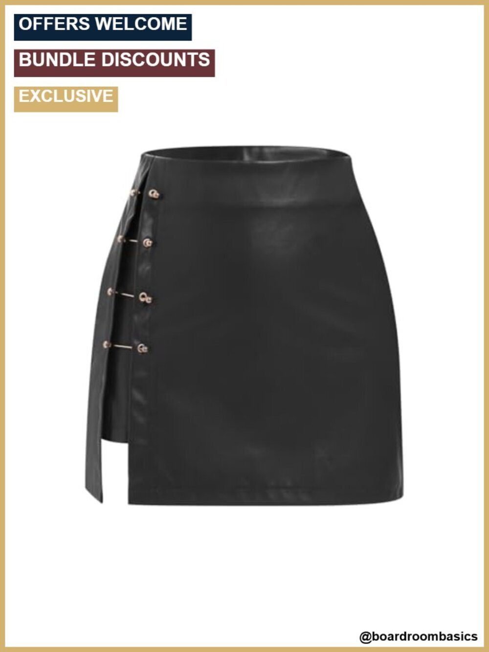 Faux PU Leather High Waist A-line Bodycon Mini Skirt with Slit Pencil Skirt